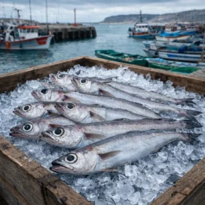 Merlan bleu Poutassou (Verdinho) sauvage et extra frais, issu de la petite pêche artisanale du port de Nazaré.